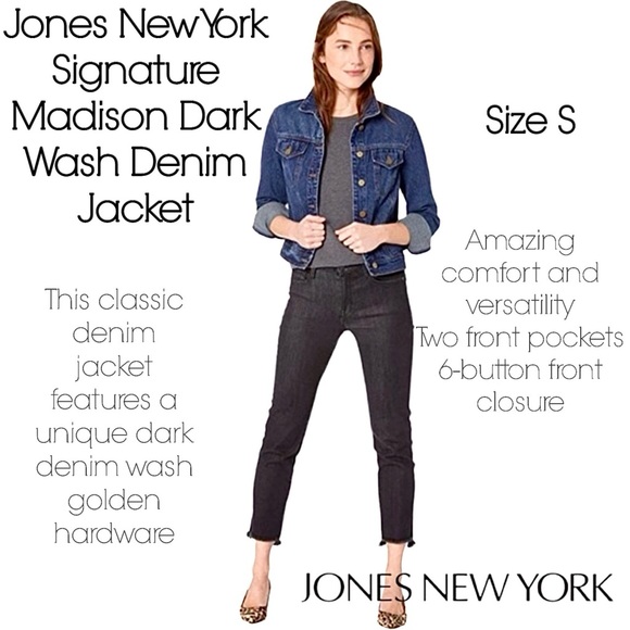 Jones New York Jackets & Blazers - Jones New York Signature Madison Dark Wash Denim Jacket